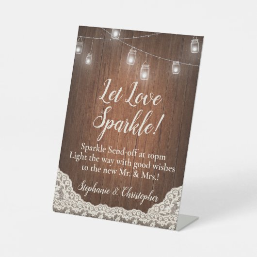 Signe De Table Éclairage de chaîne Sparkler rustique Script Envoi (Recto)