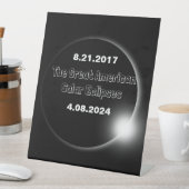 Signe De Table Éclipse solaire double datée 2024 & 2017 (In SItu)