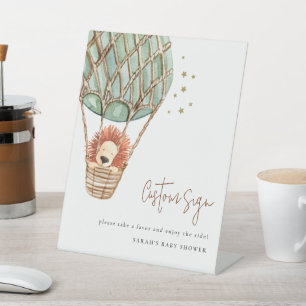 Signe De Table Eco Green Hot Air Balloon Lion Stars Personnalisé 