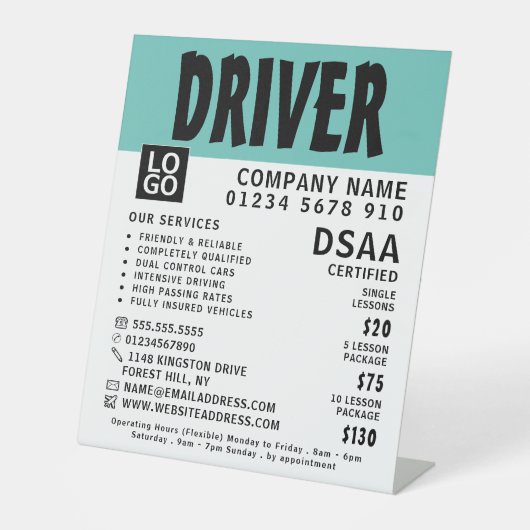 Signe De Table École moderne de conduite audacieuse, instructeur  (Recto)