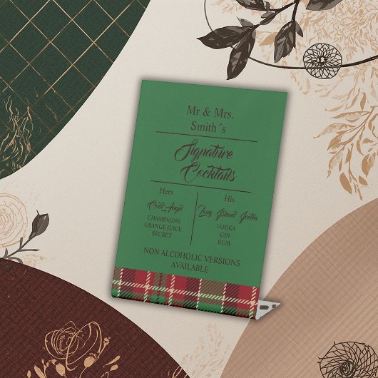 Signe De Table écossais écossais vert Mariage Tartan