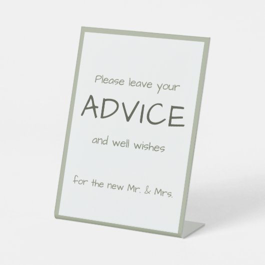 Signe De Table Ecriture Décontractée Dusty Vert Conseils et souha (Recto)