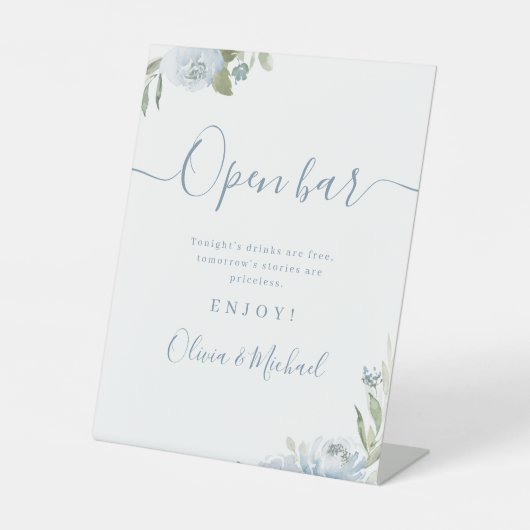 Signe De Table Écriture florale bleu outresque Mariage rustique O (Recto)