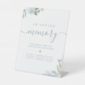 Signe De Table Écriture florale bleu poussiéreux rustique en mémo (Recto)