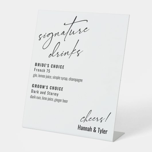 Signe De Table Écriture manuscrite contemporaine Boissons de sign (Recto)