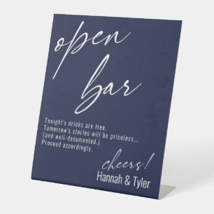 Signe De Table Écriture manuscrite contemporaine Funny Navy Bleu