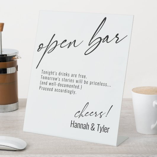 Signe De Table Écriture manuscrite contemporaine Funny Open Bar (In SItu)