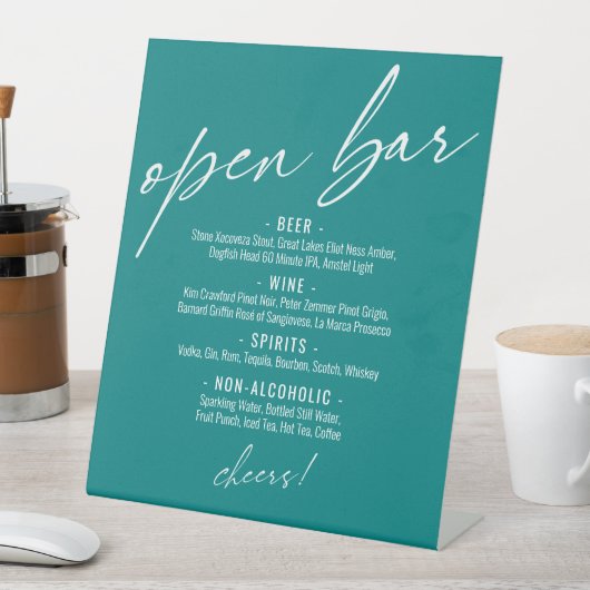 Signe De Table Écriture manuscrite contemporaine Menu Turquoise O (In SItu)