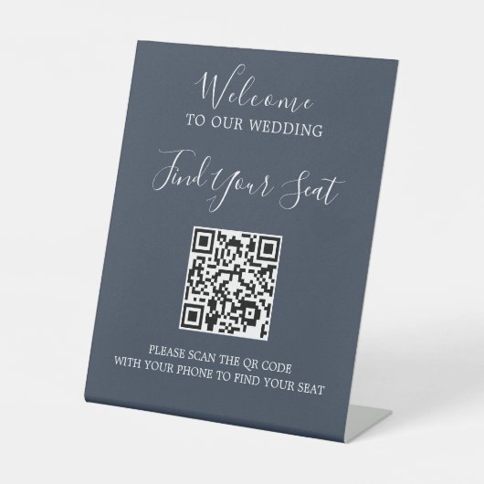 Signe De Table Écriture manuscrite QR code mariage siège (Recto)