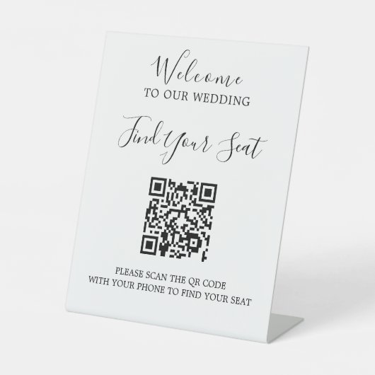Signe De Table Écriture manuscrite QR code mariage siège (Recto)