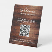 Signe De Table Écriture manuscrite QR code siège mariage rustique (Recto)