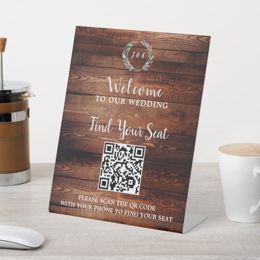 Signe De Table Écriture manuscrite QR code siège mariage rustique (In SItu)