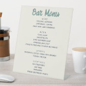 Signe De Table Écriture manuscrite Retro Vert Bleu Mariage Menu (In SItu)