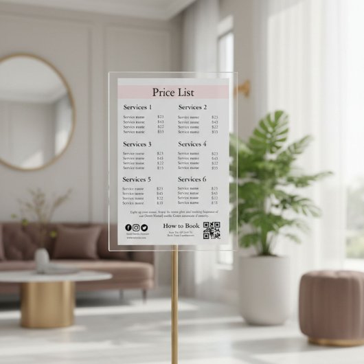 Signe De Table Editable Business Price List Template | Spa, Nail 