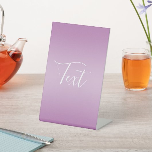 Signe De Table Editable Soft Mauve Ombre & White Text Script (In SItu)