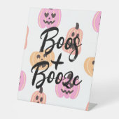 Signe De Table Éffrayant | Anniversaire d'Halloween | Booze rose (Recto)