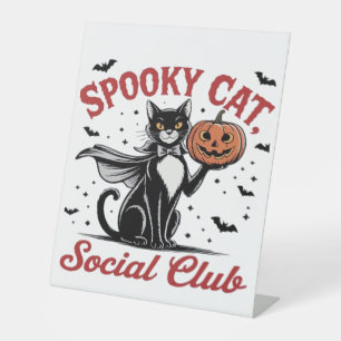 Signe De Table Éffrayant Cat Social Club PNG - Style Vintage Clas