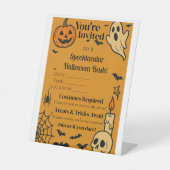 Signe De Table Éffrayant Invitation Halloween Bash | Fantômes et  (Recto)
