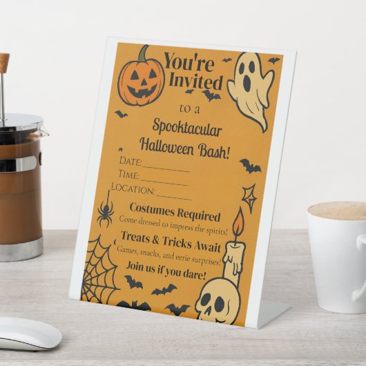 Signe De Table Éffrayant Invitation Halloween Bash | Fantômes et  (In SItu)