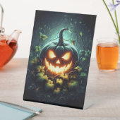 Signe De Table Éffrayant nature brillant Halloween citrouille (In SItu)