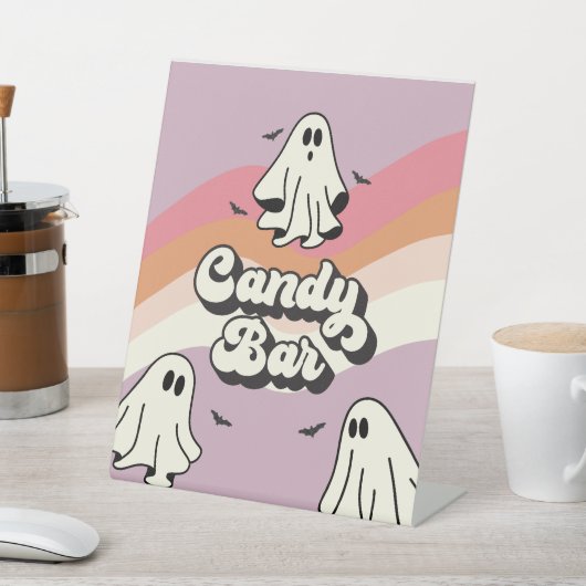 Signe De Table Éffrayant One Retro Ghost Birday Candy Bar (In SItu)