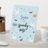 Signe De Table Éffrayant un joli bleu fantôme Halloween 1er anniv (In SItu)