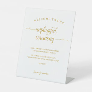 Signe De Table Elegance Gold Heart Script Unplugged Ceremony