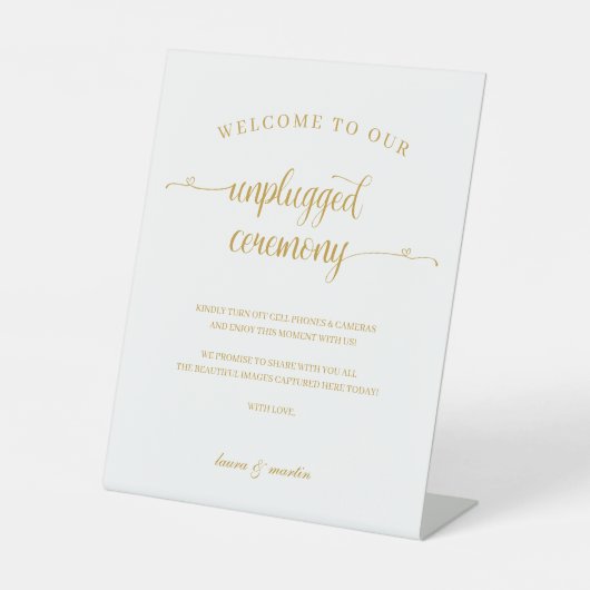 Signe De Table Elegance Gold Heart Script Unplugged Ceremony (Recto)