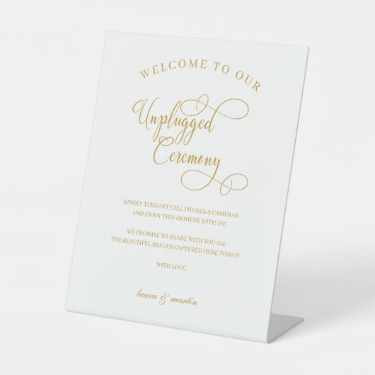 Signe De Table Elegance Gold Script Cérémonie débranchée (Recto)