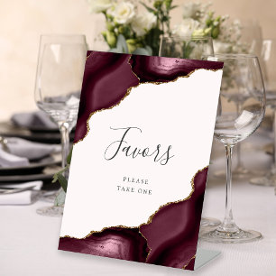 Signe De Table Elégant Agate Bourgogne Or Blush Wedding Faveurs