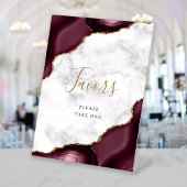 Signe De Table Elégant Agate Bourgogne Or Marbre Mariage Faveurs