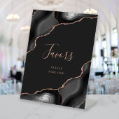 Signe De Table Élégant Agate noir Rose or noir mariage foncé Fave