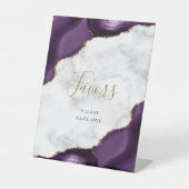 Signe De Table Élégant Agate violet or Marbre mariage Faveurs (Recto)