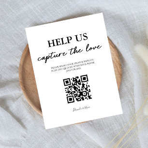 Signe De Table Élégant Aidez-nous à saisir le code QR d'amour