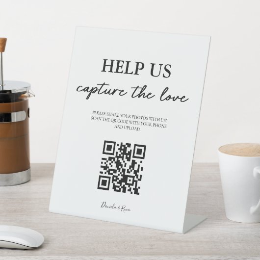 Signe De Table Élégant Aidez-nous à saisir le code QR d'amour (In SItu)