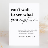 Signe De Table Élégant appareil photo moderne Mariage jetable Sig