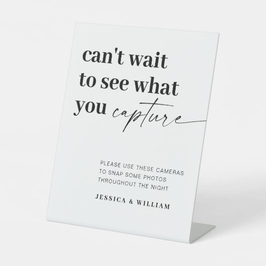 Signe De Table Élégant appareil photo moderne Mariage jetable Sig (Recto)