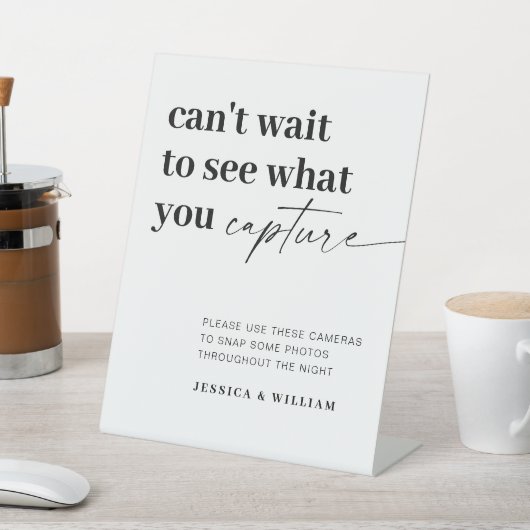 Signe De Table Élégant appareil photo moderne Mariage jetable Sig (In SItu)