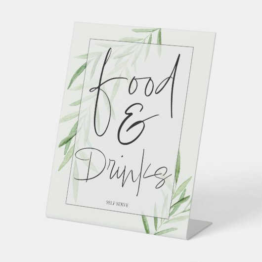 Signe De Table Élégant Aquarelle Alimentation Et Boissons Signal  (Recto)