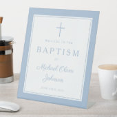 Signe De Table Elegant Baby Blue Cross Boy Baptism Welcome (In SItu)