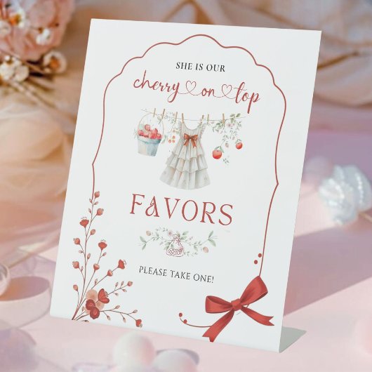 Signe De Table Elégant Baby shower cerisier rouge rose Bow Favori