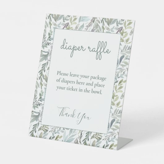 Signe De Table Elégant Baby shower d'aquarelle botanique (Recto)