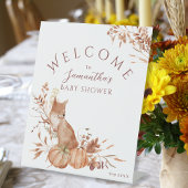 Signe De Table Elégant Baby shower d'automne Brown Fox & Citrouil