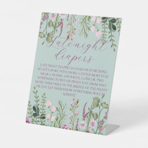 Signe De Table Élégant Baby shower Fleur sauvage Late Night Diape