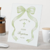 Signe De Table Élégant Baptême de la Bow verte (In SItu)