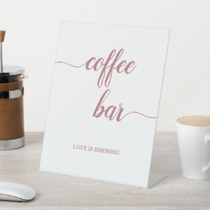 Signe De Table Élégant bar à café Gold Calligraphy Rose