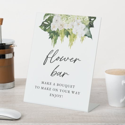 Signe De Table Élégant bar à fleurs verdoyant (In SItu)