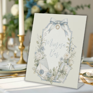 Signe De Table Élégant Bar à Mimosa Mariage Vintage Français Bleu