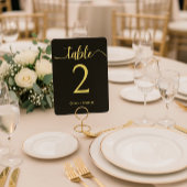 Signe De Table Elegant Black and Gold Wedding Table Number