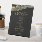 Signe De Table Elegant Black Gold Agate Party Bar Menu (In SItu)